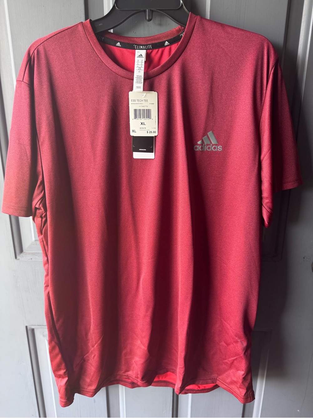 adidas Men's Short Sleeve Climalite Tee - Burgundy/Red
